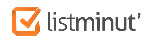 The logo for 'listminut' with an orange tick in a box next to it.