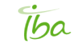 The letters 'iba' are written with a green swish around the 'i'.