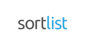 The logo for 'sortlist' is displayed in blue and black letters.