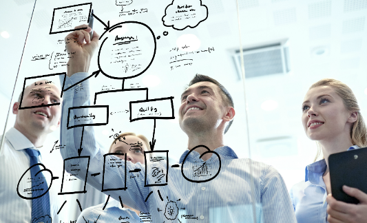 People doing a strategy workshop