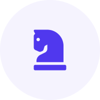 Blue horse-shaped icon similar to a chess piece.
