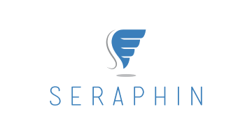 The word 'Seraphin' with a graphic blue wing above it.