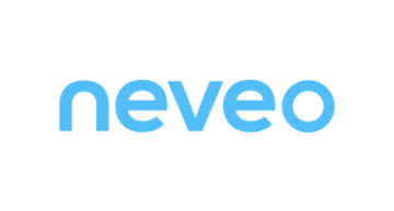 The 'neveo' logo displaying light blue rounded letters.
