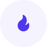 Purple fire icon with a white circle around it.