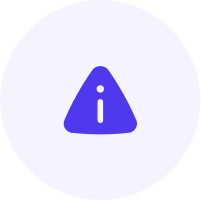 Purple triangle within a white circle that has an i in the middle of it.