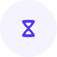 Purple infinity symbol with a white circle around it.